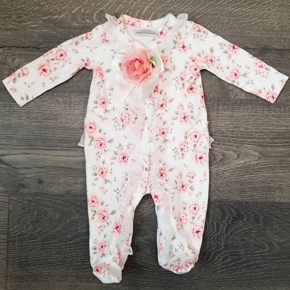 Koala Kids Baby Girl 3 months ruffle footie